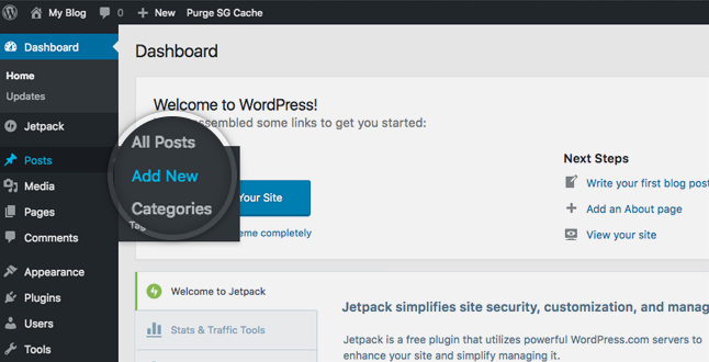 WordPress admin panel
